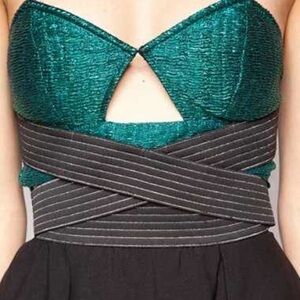 Oh My Julian Strapless Black and Teal Dress